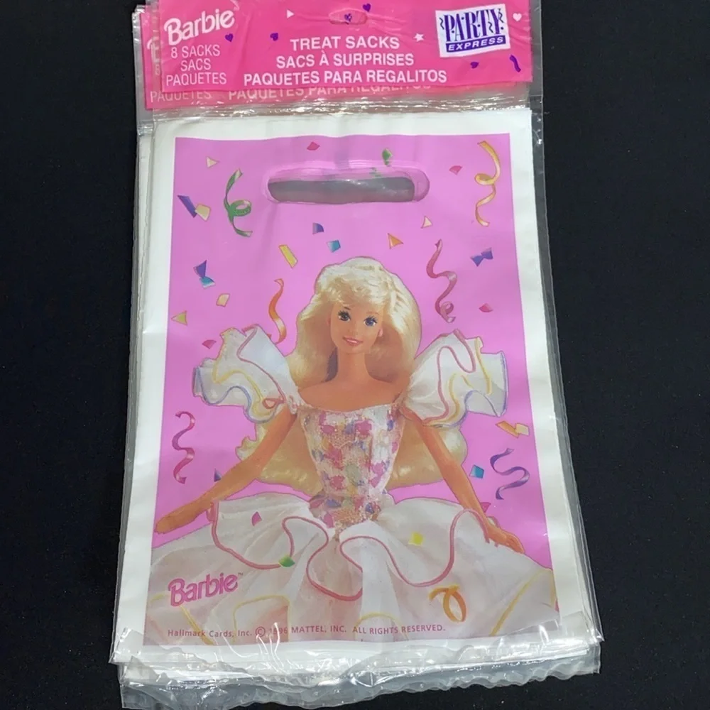 Barbie party favor loot bags Pink birthday Barbie makeup party goodie bags pink